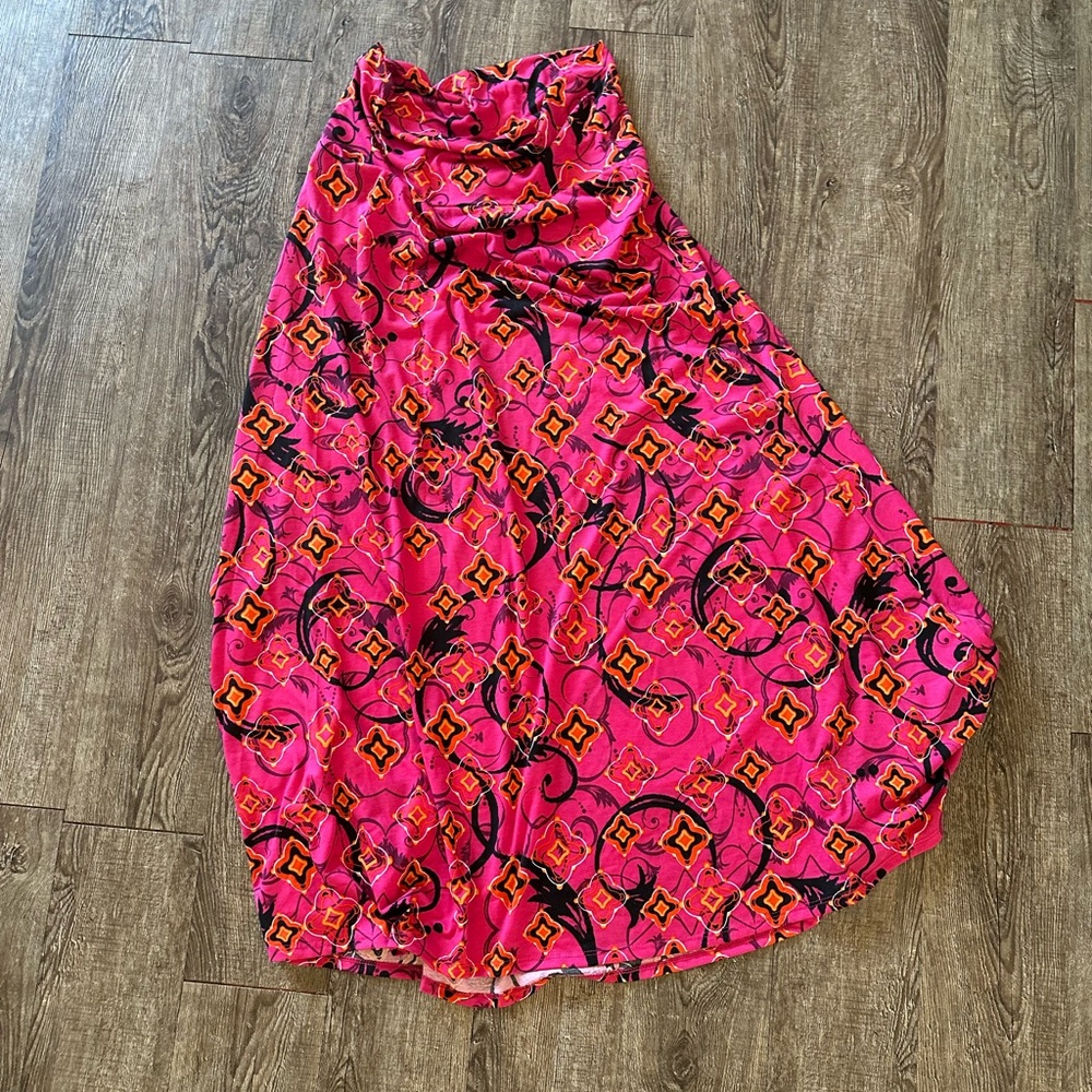 LulaRoe Vibrant Pink and Orange Patterned Skirt